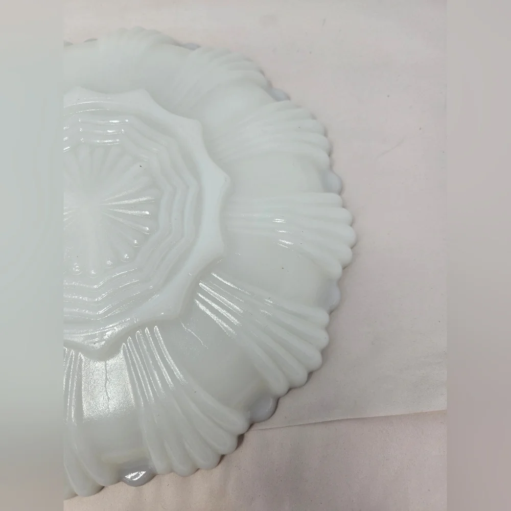 Anchor Hocking Fire-King Milk Glass-Gold Relish Cheese Cracker Dish 3 Sections